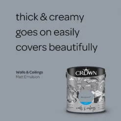 Crown Walls & Ceilings Matt Emulsion Paint Blue Gravel - 2.5L -Crown 12823129 6824969525355604