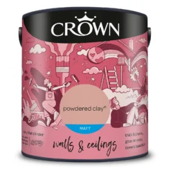 Crown Walls & Ceilings Matt Emulsion Paint Powdered Clay - 2.5L -Crown 12823133 1214969525796997