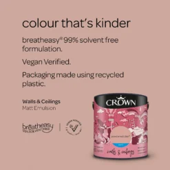 Crown Walls & Ceilings Matt Emulsion Paint Powdered Clay - 2.5L -Crown 12823133 7204969525592724