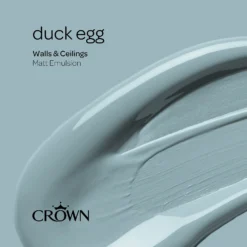 Crown Walls & Ceilings Matt Emulsion Paint Duck Egg - 5L -Crown 12823256 1014969525741212