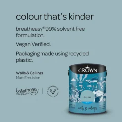 Crown Walls & Ceilings Matt Emulsion Paint Duck Egg - 5L -Crown 12823256 1054969525591833