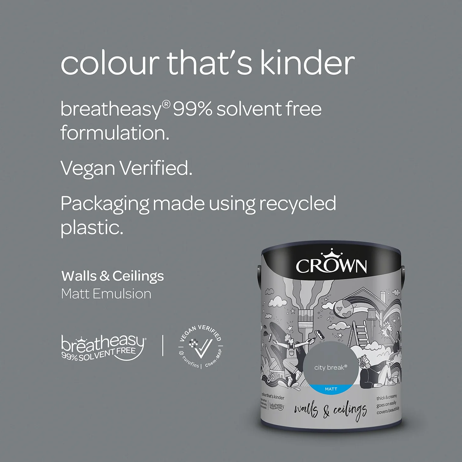 Crown Walls & Ceilings Matt Emulsion Paint City Break - 5L 7 Crown Walls & Ceilings Matt Emulsion Paint City Break - 5L - Image 5