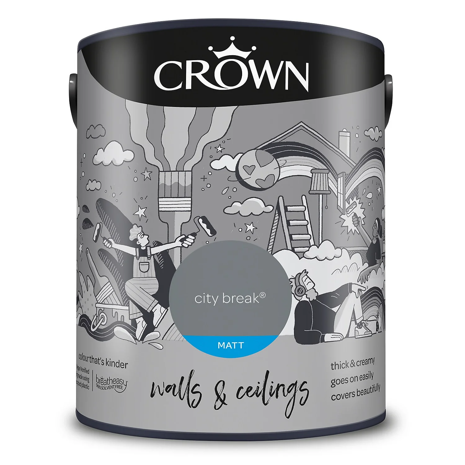 Crown Walls & Ceilings Matt Emulsion Paint City Break - 5L 11 Crown Walls & Ceilings Matt Emulsion Paint City Break - 5L - Image 9