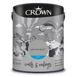 Crown Walls & Ceilings Matt Emulsion Paint Granite Dust - 5L -Crown 12823260 2014969526228040
