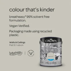 Crown Walls & Ceilings Matt Emulsion Paint Grey Putty - 5L -Crown 12823268 1564969526116536