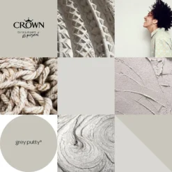 Crown Walls & Ceilings Matt Emulsion Paint Grey Putty - 5L -Crown 12823268 3374969526173797