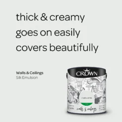 Crown Walls & Ceilings Silk Emulsion Paint Chalky White - 2.5L 12 Crown Walls & Ceilings Silk Emulsion Paint Chalky White - 2.5L -Crown 12823273 1574966163682345