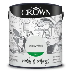 Crown Walls & Ceilings Silk Emulsion Paint Chalky White - 2.5L 17 Crown Walls & Ceilings Silk Emulsion Paint Chalky White - 2.5L -Crown 12823273 2114966164097998