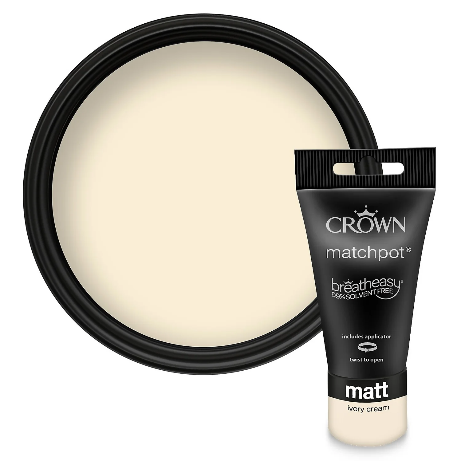 Crown Walls & Ceilings Matt Emulsion Paint Ivory Cream - Tester 40ml 3 Crown Walls & Ceilings Matt Emulsion Paint Ivory Cream - Tester 40ml