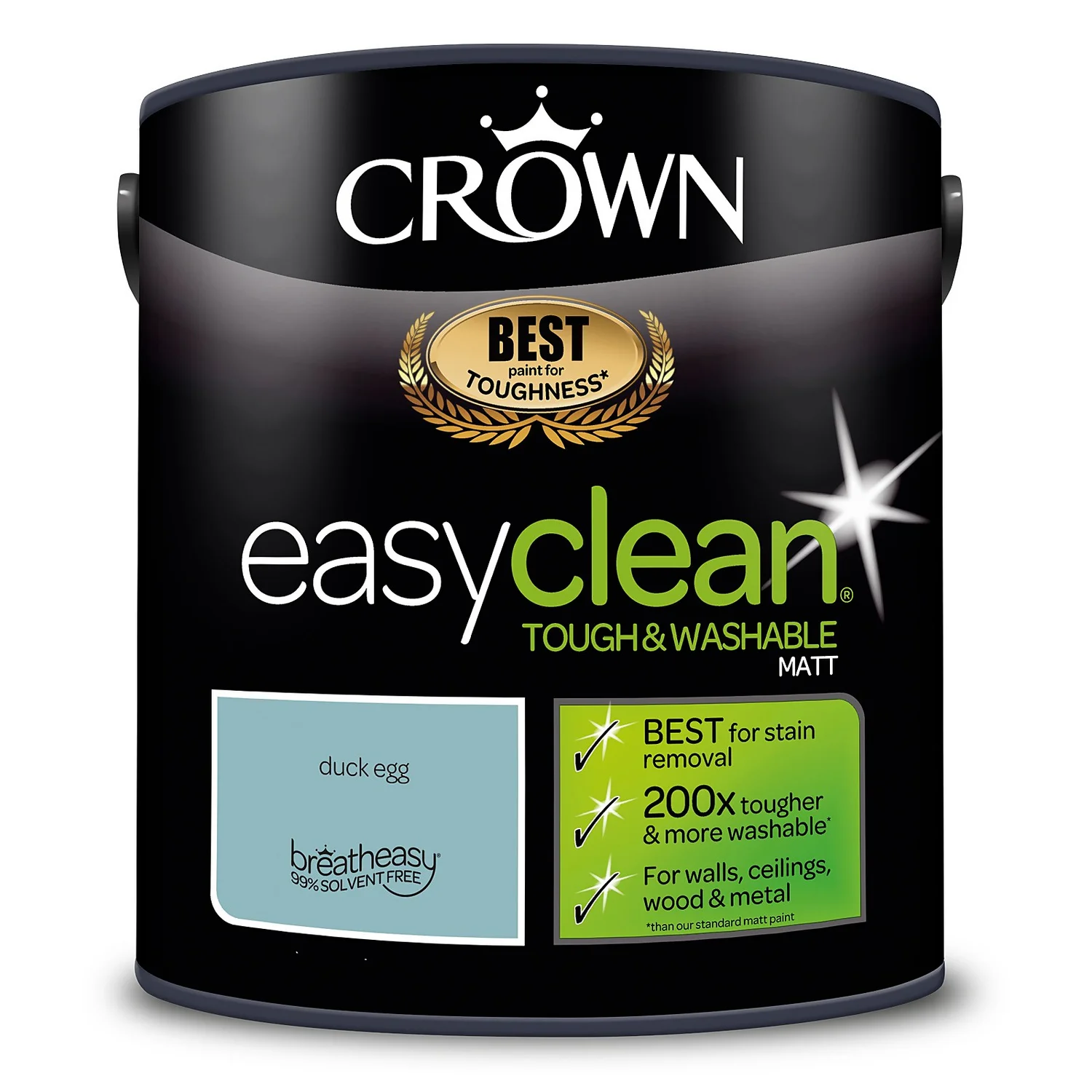 Crown Easyclean® Washable & Wipeable Multi Surface Matt Paint Duck Egg® - 2.5L 12 Crown Easyclean® Washable & Wipeable Multi Surface Matt Paint Duck Egg® - 2.5L - Image 10