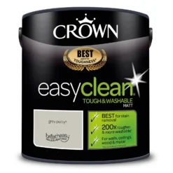 Crown Easyclean® Washable & Wipeable Multi Surface Matt Paint Grey Putty® - 2.5L -Crown 12823431 1514857377071680