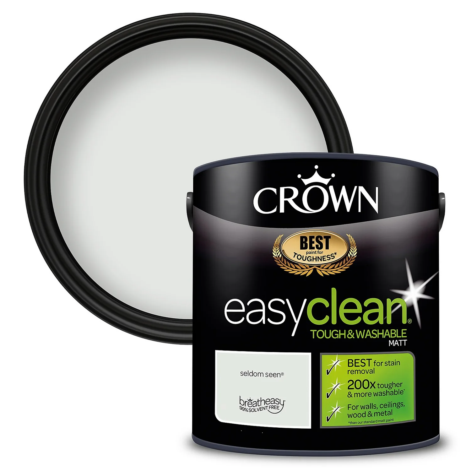 Crown Easyclean® Washable & Wipeable Multi Surface Matt Paint Seldom Seen® - 2.5L 3 Crown Easyclean® Washable & Wipeable Multi Surface Matt Paint Seldom Seen® - 2.5L