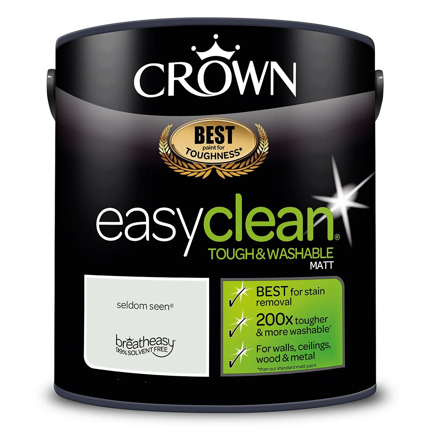 Crown Easyclean® Washable & Wipeable Multi Surface Matt Paint Seldom Seen® - 2.5L 11 Crown Easyclean® Washable & Wipeable Multi Surface Matt Paint Seldom Seen® - 2.5L - Image 9