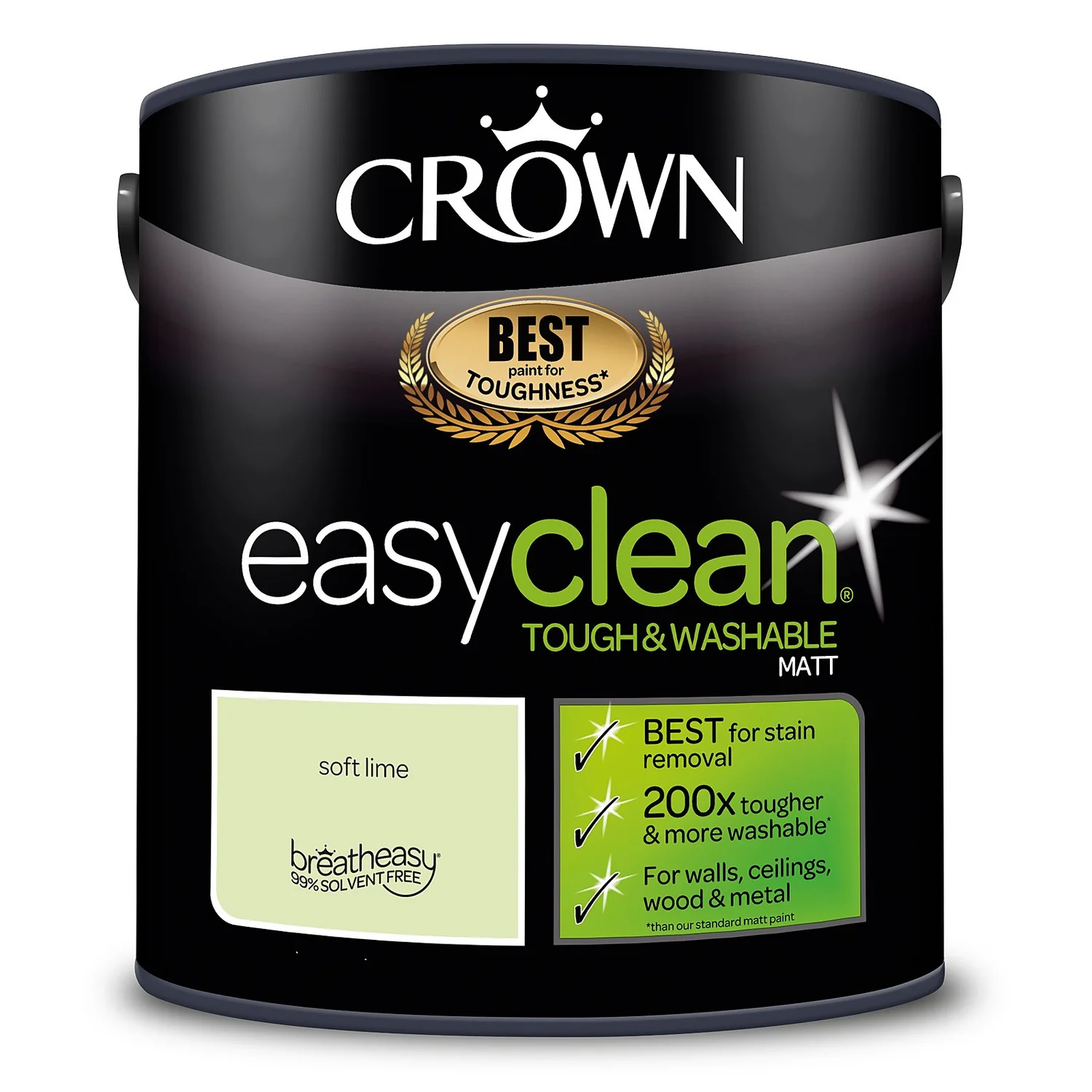 Crown Easyclean® Washable & Wipeable Multi Surface Matt Paint Soft Lime® - 2.5L 11 Crown Easyclean® Washable & Wipeable Multi Surface Matt Paint Soft Lime® - 2.5L - Image 9