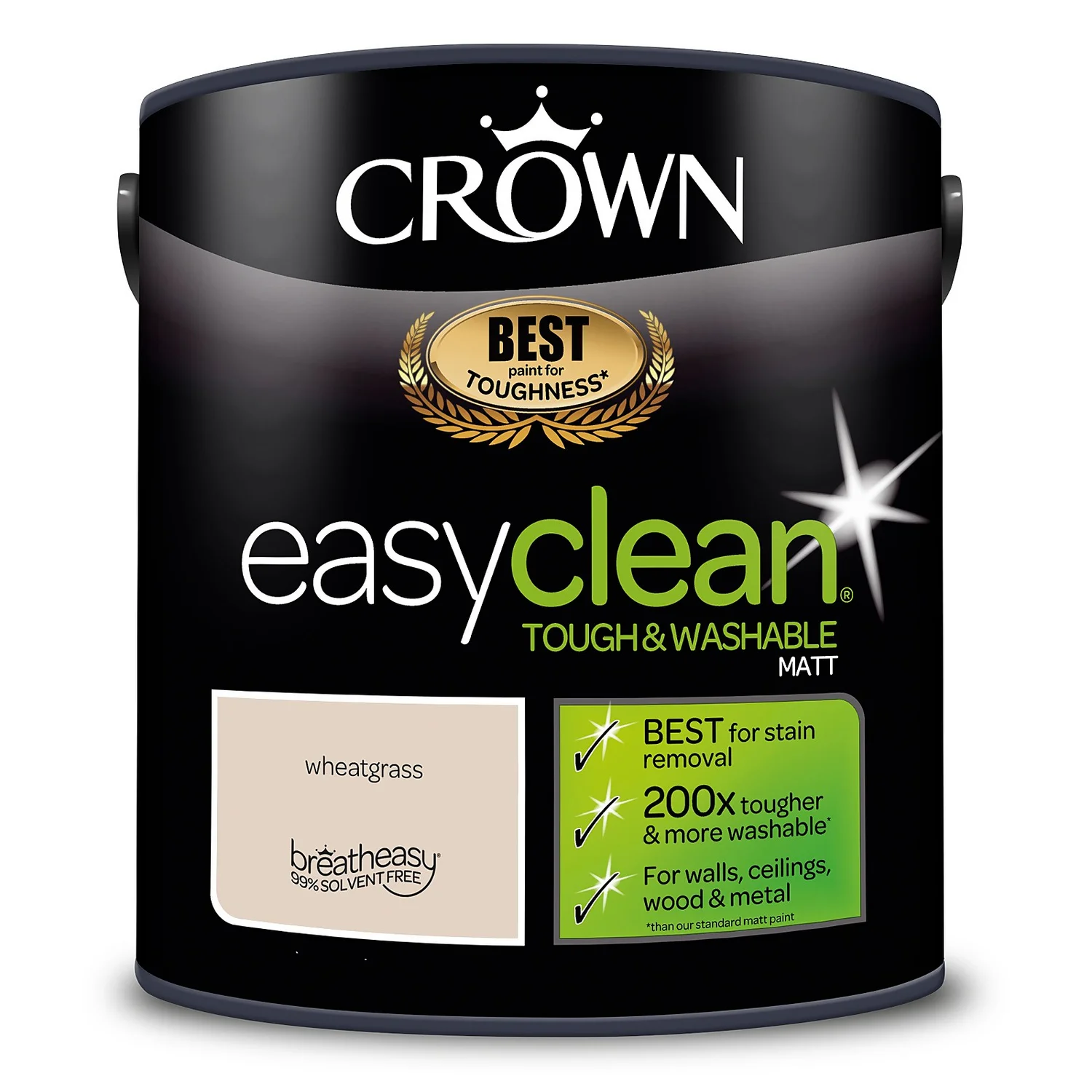Crown Easyclean® Washable & Wipeable Multi Surface Matt Paint Wheatgrass® - 2.5L 11 Crown Easyclean® Washable & Wipeable Multi Surface Matt Paint Wheatgrass® - 2.5L - Image 9