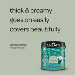 Crown Walls & Ceilings Matt Emulsion Paint Mellow Sage - 2.5L -Crown 12823483 1004969524985161