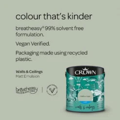 Crown Walls & Ceilings Matt Emulsion Paint Mellow Sage - 2.5L -Crown 12823483 1854969525041276