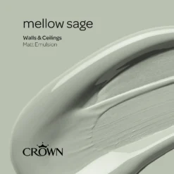 Crown Walls & Ceilings Matt Emulsion Paint Mellow Sage - 2.5L -Crown 12823483 2214969525132206