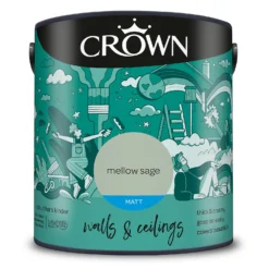 Crown Walls & Ceilings Matt Emulsion Paint Mellow Sage - 2.5L -Crown 12823483 6874969525224819