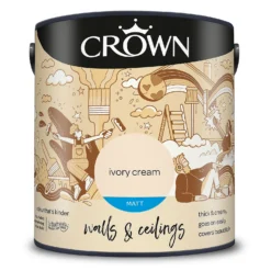 Crown Walls & Ceilings Matt Emulsion Paint Ivory Cream - 2.5L -Crown 12825374 1684969528345152