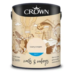 Crown Walls & Ceilings Matt Emulsion Paint Ivory Cream - 5L 19 Crown Walls & Ceilings Matt Emulsion Paint Ivory Cream - 5L -Crown 12827923 1524969528840053