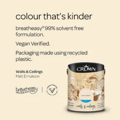 Crown Walls & Ceilings Matt Emulsion Paint Ivory Cream - 5L 15 Crown Walls & Ceilings Matt Emulsion Paint Ivory Cream - 5L -Crown 12827923 3364969528636158