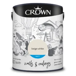 Crown Walls & Ceilings Matt Emulsion Paint Beige White - 5L -Crown 12828342 1174969528884978
