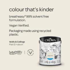 Crown Walls & Ceilings Matt Emulsion Paint Beige White - 5L -Crown 12828342 2044969528663596