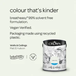 Crown Walls & Ceilings Matt Emulsion Paint Milk White - 5L -Crown 12828387 5024969529386812