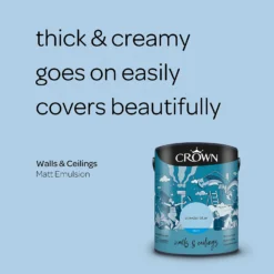 Crown Walls & Ceilings Matt Emulsion Paint Powder Blues 5L -Crown 12829354 1914969529240466