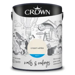 Crown Walls & Ceilings Matt Emulsion Paint Cream White - 5L 19 Crown Walls & Ceilings Matt Emulsion Paint Cream White - 5L -Crown 12829383 1264969528865790