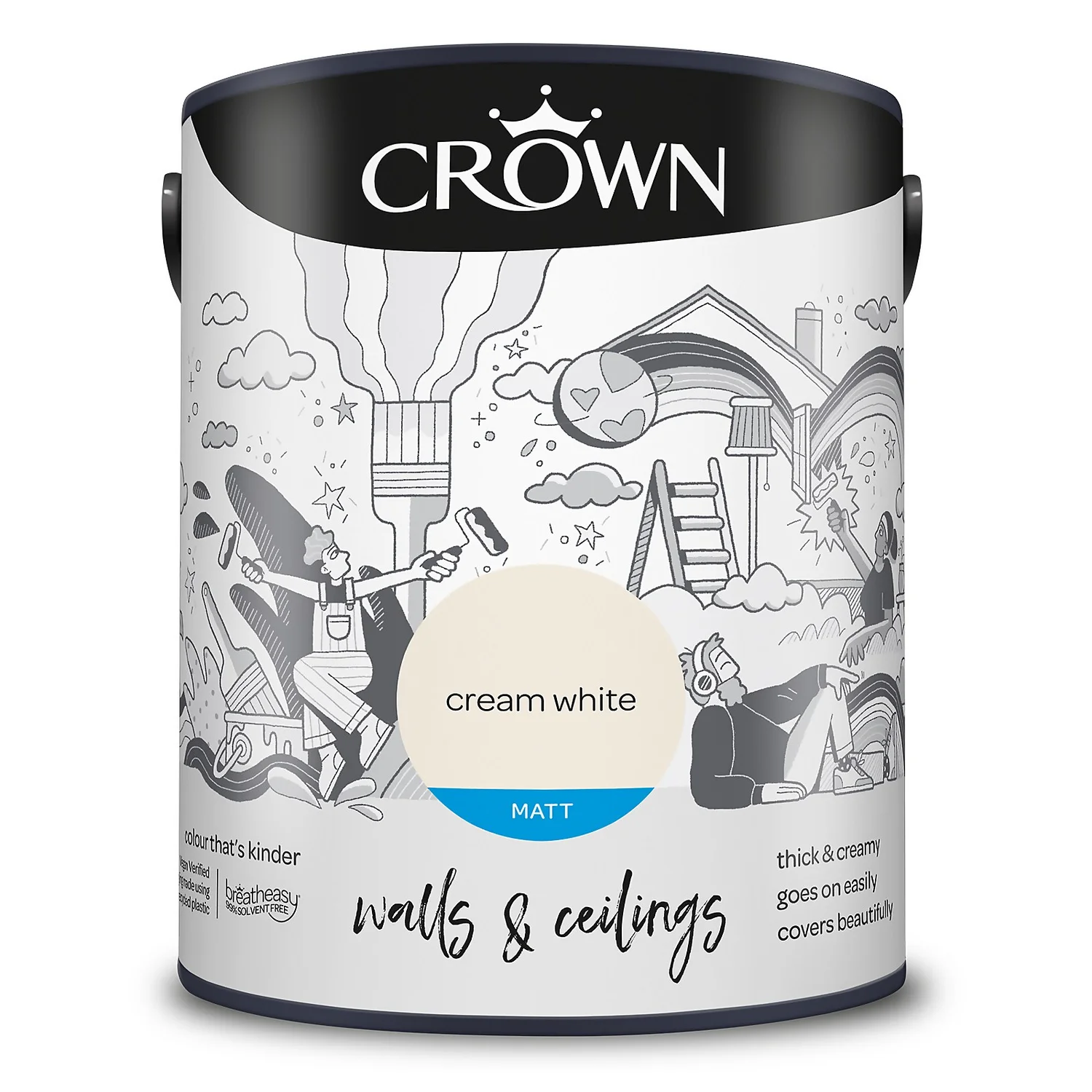 Crown Walls & Ceilings Matt Emulsion Paint Cream White - 5L 11 Crown Walls & Ceilings Matt Emulsion Paint Cream White - 5L - Image 9