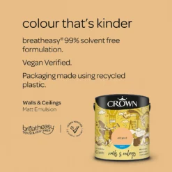 Crown Walls & Ceilings Matt Emulsion Paint Old Gold - 2.5L 15 Crown Walls & Ceilings Matt Emulsion Paint Old Gold - 2.5L -Crown 12829896 2064969528694013