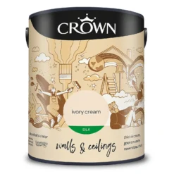 Crown Walls & Ceilings Silk Emulsion Paint Ivory Cream - 5L 19 Crown Walls & Ceilings Silk Emulsion Paint Ivory Cream - 5L -Crown 12830306 1744966164347199