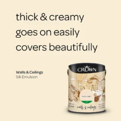 Crown Walls & Ceilings Silk Emulsion Paint Ivory Cream - 5L 14 Crown Walls & Ceilings Silk Emulsion Paint Ivory Cream - 5L -Crown 12830306 1844966163974197