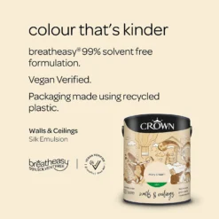 Crown Walls & Ceilings Silk Emulsion Paint Ivory Cream - 5L 15 Crown Walls & Ceilings Silk Emulsion Paint Ivory Cream - 5L -Crown 12830306 2464966164039876