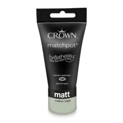 Crown Walls & Ceilings Matt Emulsion Paint Mellow Sage - Tester 40ml -Crown 12832057 6024977311703294