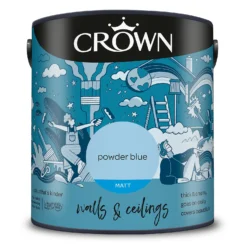 Crown Walls & Ceilings Matt Emulsion Paint Powder Blues - 2.5L -Crown 12832219 1674969528842603