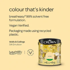 Crown Walls & Ceilings Silk Emulsion Paint Sunrise - 2.5L -Crown 12832650 6924966160838726
