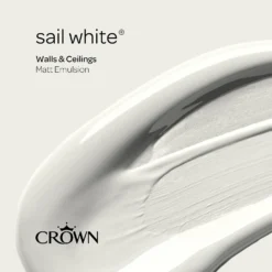 Crown Walls & Ceilings Matt Emulsion Paint Sail White - 5L -Crown 12833093 4644969540869432