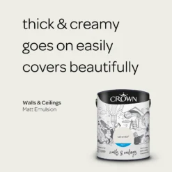 Crown Walls & Ceilings Matt Emulsion Paint Sail White - 5L -Crown 12833093 5004969540785039