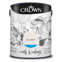 Crown Walls & Ceilings Matt Emulsion Paint Sail White - 5L -Crown 12833093 9014969540923306