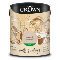 Crown Walls & Ceilings Silk Emulsion Paint Toasted Almond - 5L -Crown 12833721 2064966161974049