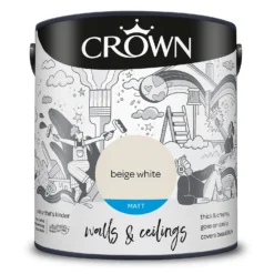 Crown Walls & Ceilings Matt Emulsion Paint Beige White - 2.5L 19 Crown Walls & Ceilings Matt Emulsion Paint Beige White - 2.5L -Crown 12834543 1724969530319428