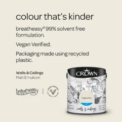 Crown Walls & Ceilings Matt Emulsion Paint Beige White - 2.5L 15 Crown Walls & Ceilings Matt Emulsion Paint Beige White - 2.5L -Crown 12834543 2024969530024288