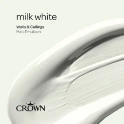 Crown Walls & Ceilings Matt Emulsion Paint Milk White - 2.5L -Crown 12837627 2574969531721403