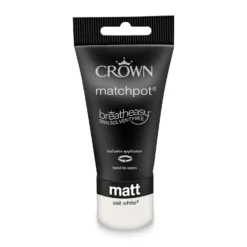 Crown Walls & Ceilings Matt Emulsion Paint Sail White - Tester 40ml -Crown 12837844 2124977308371629