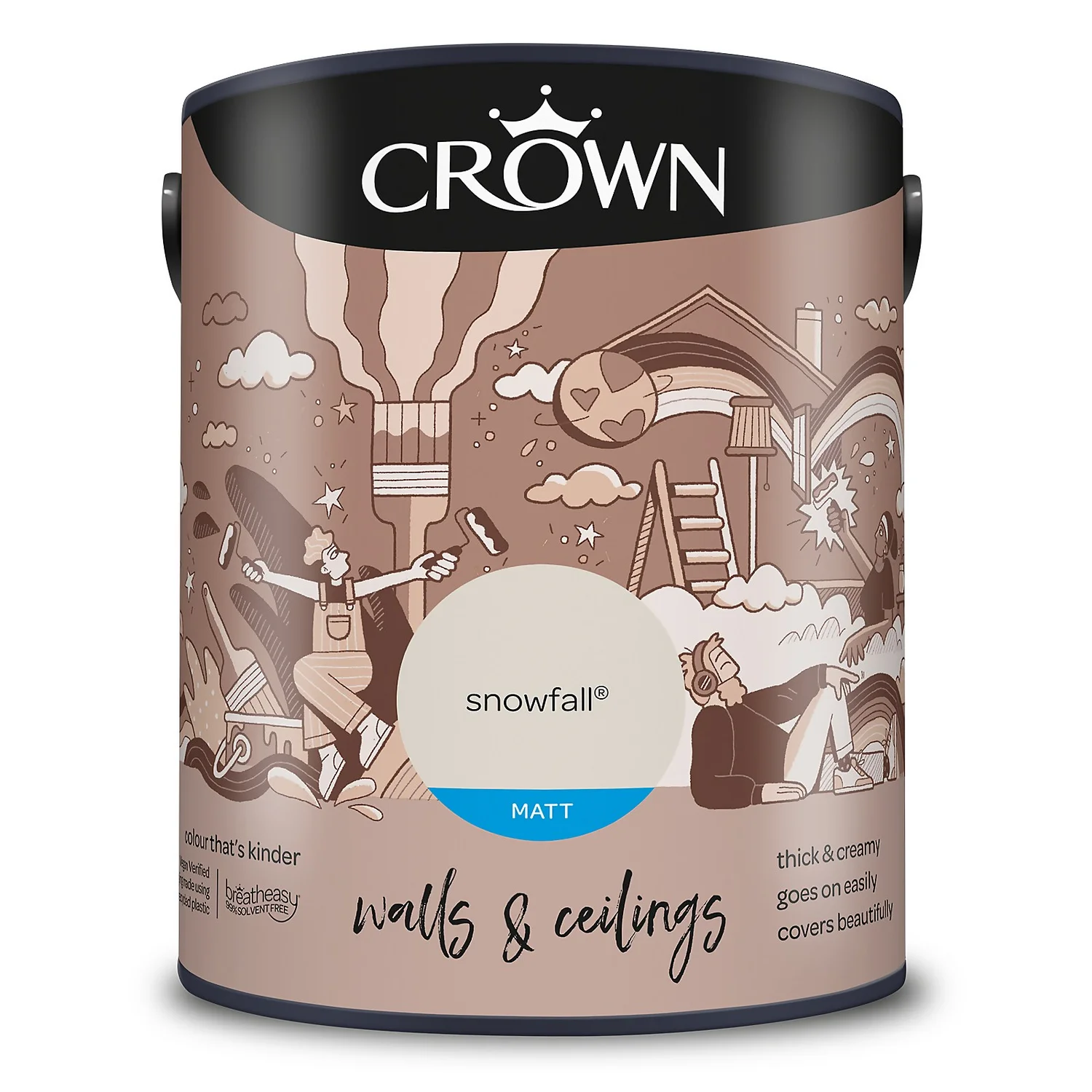 Crown Walls & Ceilings Matt Emulsion Paint Snowfall - 5L 11 Crown Walls & Ceilings Matt Emulsion Paint Snowfall - 5L - Image 9