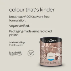 Crown Walls & Ceilings Matt Emulsion Paint Snowfall - 5L 15 Crown Walls & Ceilings Matt Emulsion Paint Snowfall - 5L -Crown 12838314 1764969531634550