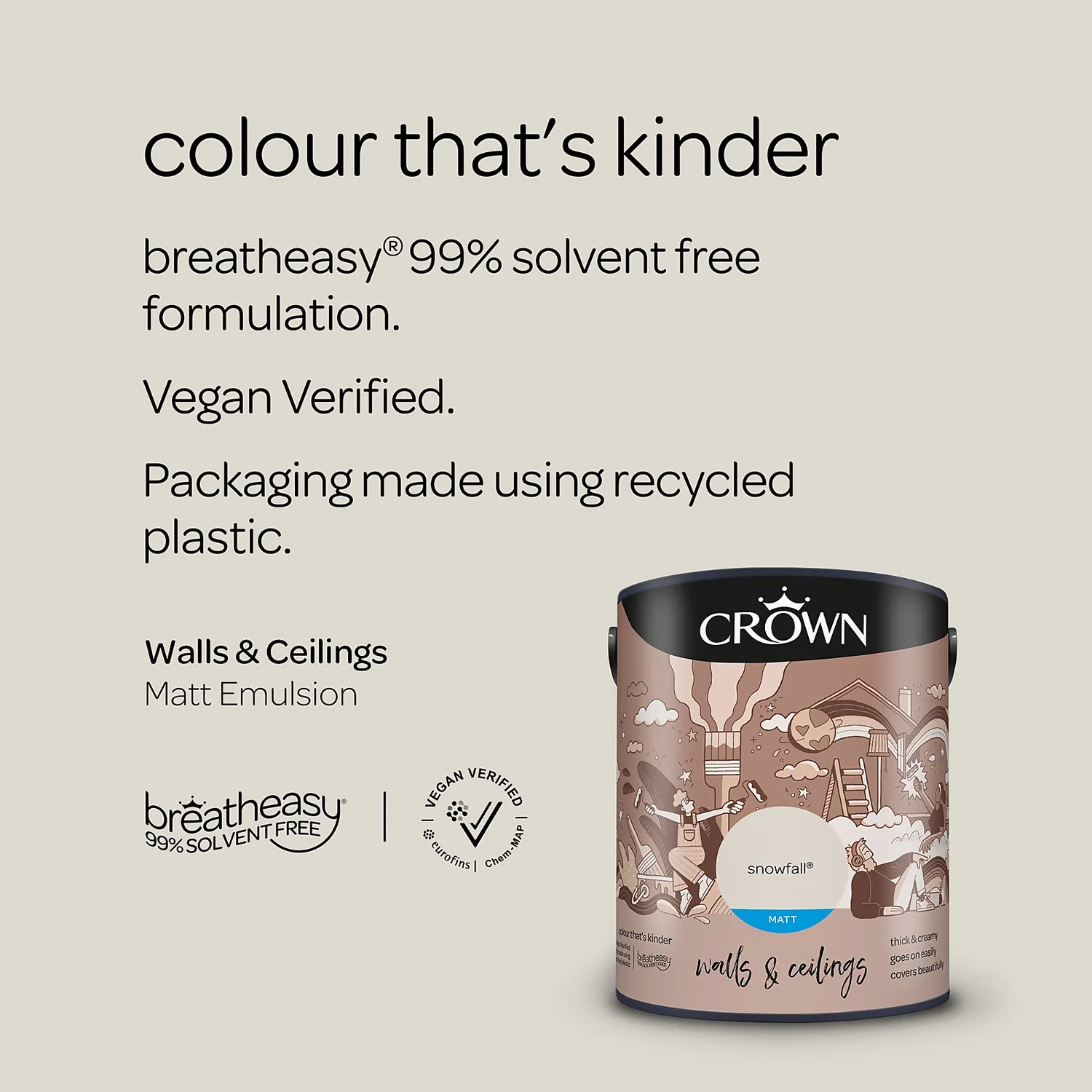 Crown Walls & Ceilings Matt Emulsion Paint Snowfall - 5L 7 Crown Walls & Ceilings Matt Emulsion Paint Snowfall - 5L - Image 5